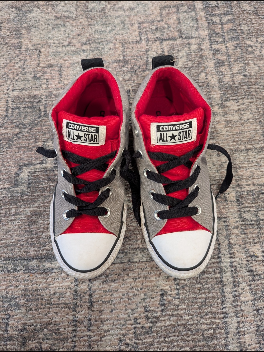 Converse Kids Gray and Red Low Top Sneakers